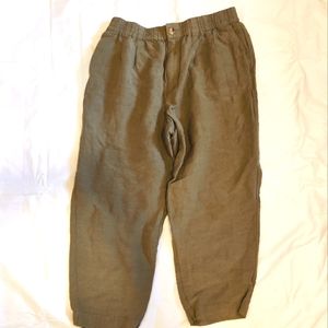 Madewell olive green high waisted linen cropped pants